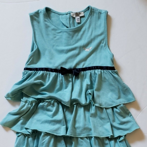 Armani Baby Toddler Girl Dress 24m Turquoise Ruffl - Picture 1 of 3